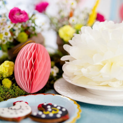 Roze Honeycomb Paasei 12cm van Partydeco koop je bij Partywinkel
