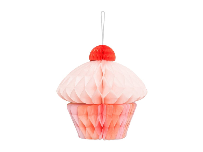 Roze Honeycombs Cupcake 20cm van Partydeco koop je bij Partywinkel
