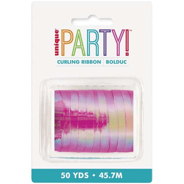 Roze Lint Holografisch 45,7m van Unique koop je bij Partywinkel
