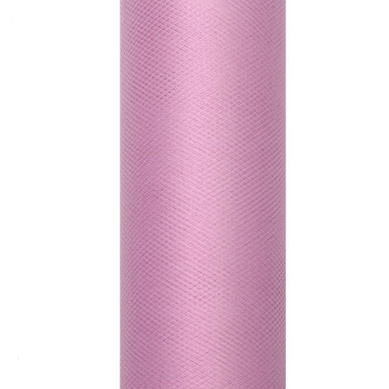 Roze Pastel Tule Rol 15cm 9m van Partydeco koop je bij Partywinkel