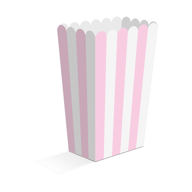 Roze Popcorn Bakjes 13,5cm 8st van WeFiesta koop je bij Partywinkel