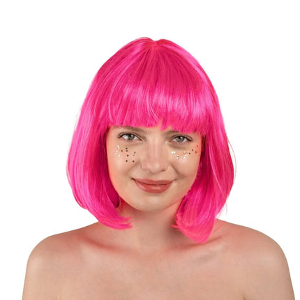 Roze Pruik Cleopatra van Partydeco koop je bij Partywinkel