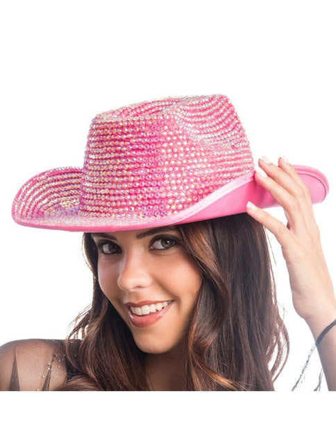 Roze Strass Cowboyhoed van CHAKS koop je bij Partywinkel