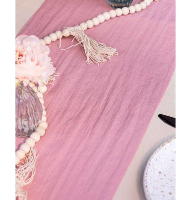 Roze Tafelloper Chiffon 3m van CHAKS koop je bij Partywinkel