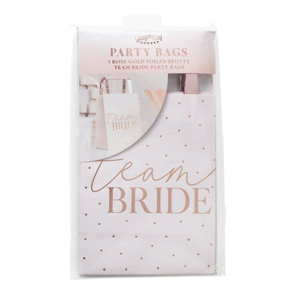 Roze Uitdeeltasjes Team Bride 27cm 5st van Ginger Ray koop je bij Partywinkel