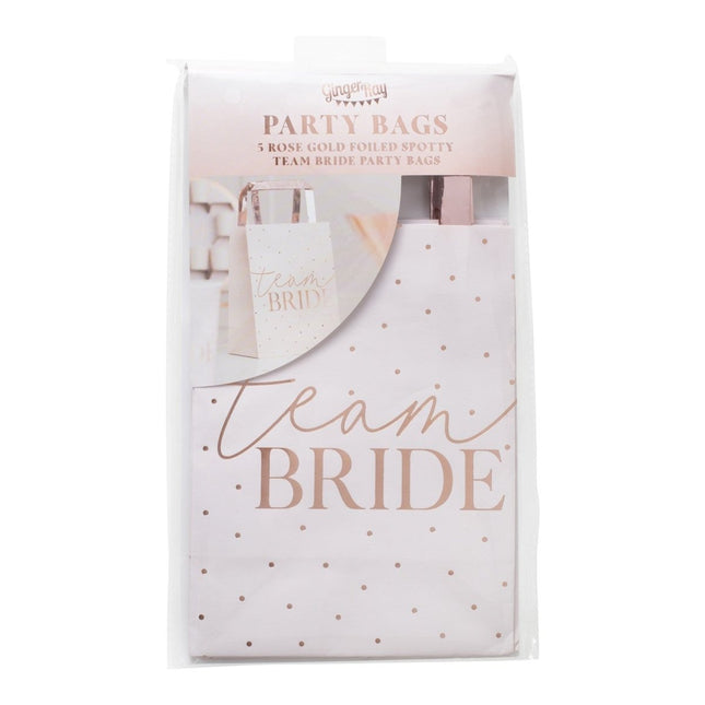 Roze Uitdeeltasjes Team Bride 27cm 5st van Ginger Ray koop je bij Partywinkel