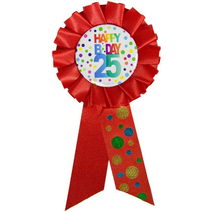 Rozet 25 Jaar Happy Birthday Stippen van Folat koop je bij Partywinkel
