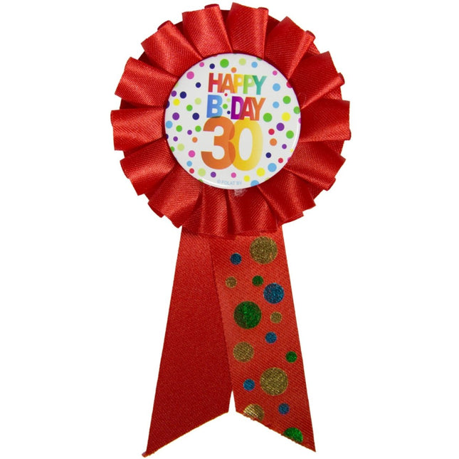 Rozet 30 Jaar Happy Birthday Stippen van Folat koop je bij Partywinkel