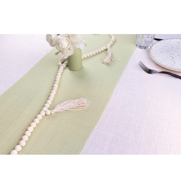 Runner da tavola verde chiaro in cotone 5m