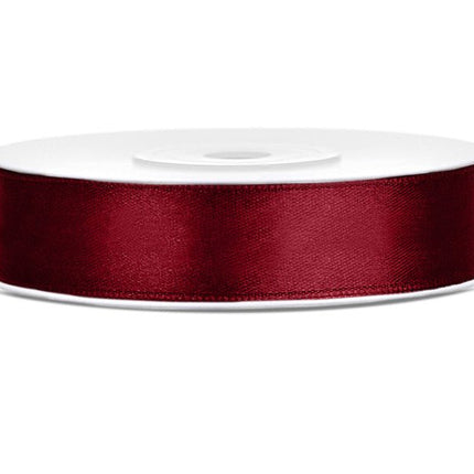 Satijn Lint Bordeaux Rood 12mm 25m van Partydeco koop je bij Partywinkel