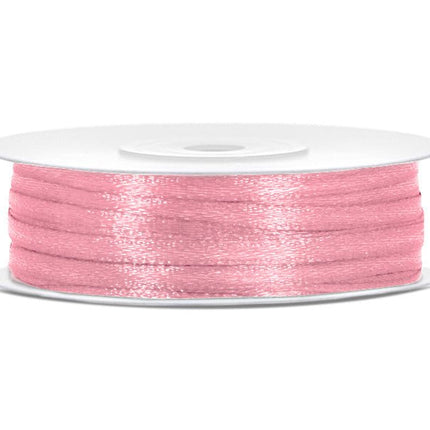 Satijn Lint Lichtroze 3mm 50m van Partydeco koop je bij Partywinkel