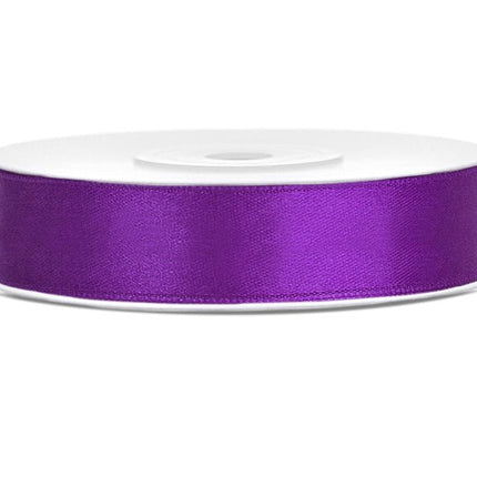 Satijn Lint Paars 12mm 25m van Partydeco koop je bij Partywinkel