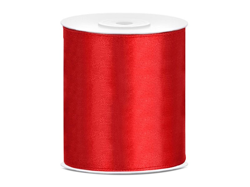 Satijn Lint Rood 100mm 25m van Partydeco koop je bij Partywinkel