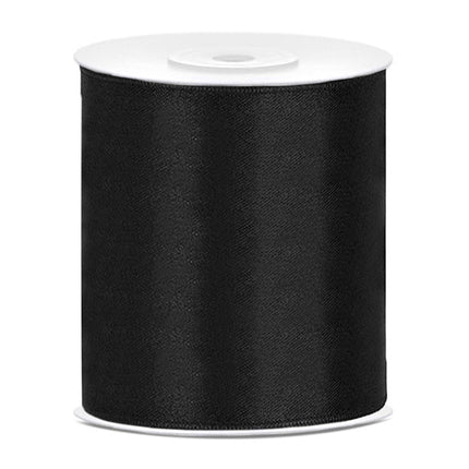 Satijn Lint Zwart 100mm 25m van Partydeco koop je bij Partywinkel