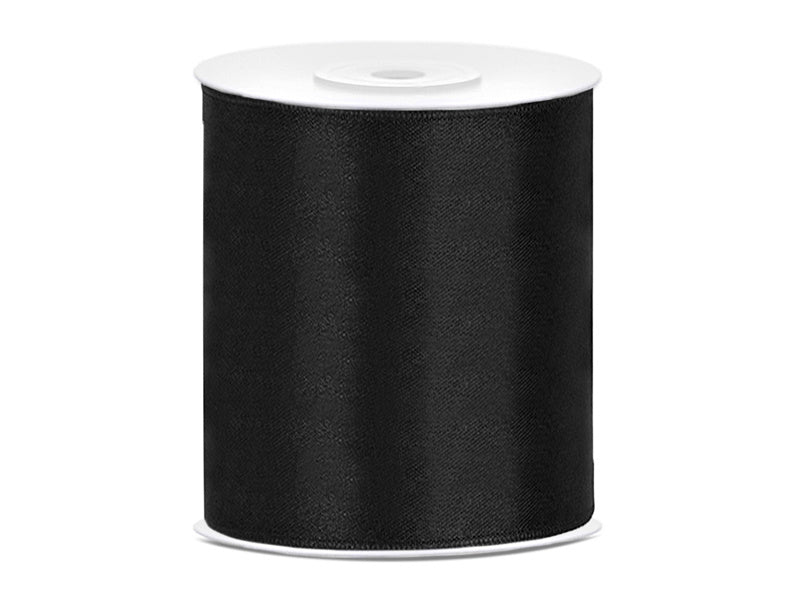 Satijn Lint Zwart 100mm 25m van Partydeco koop je bij Partywinkel