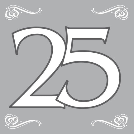 Servetten 25 Zilver 33cm 20st - Partywinkel - 8714572077606