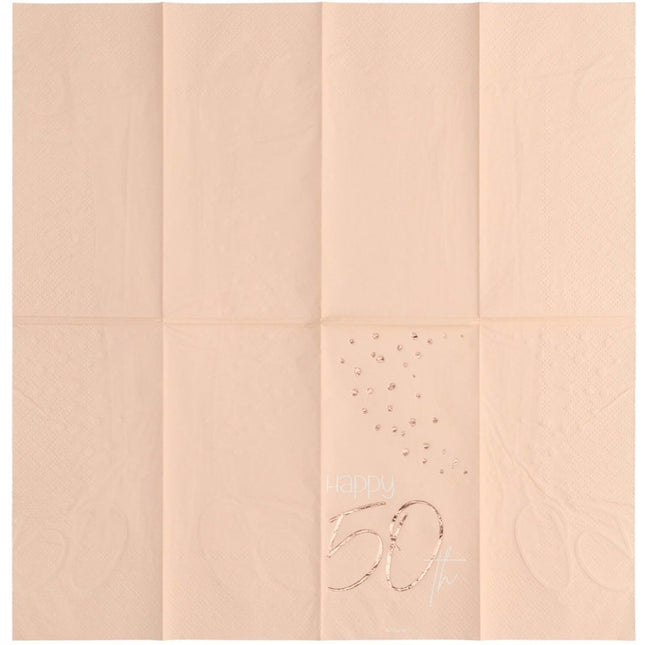 Servetten 50 Jaar Rose Goud 33cm 10st van Folat koop je bij Partywinkel