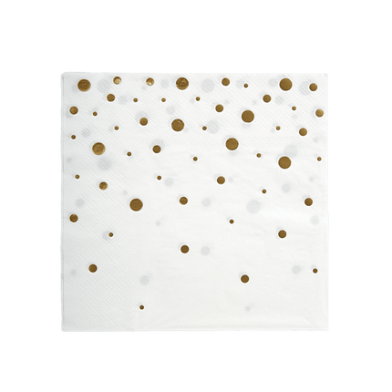 Servetten Gouden Stippen Wit 17cm 16st van Paper Dreams koop je bij Partywinkel