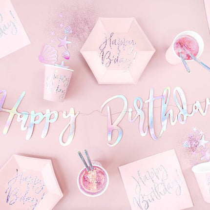 Servetten Happy Birthday Lichtroze 33cm 20st van Partydeco koop je bij Partywinkel