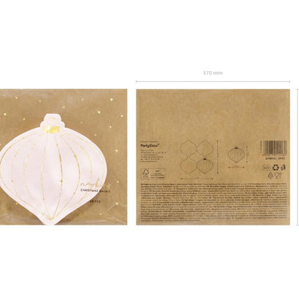 Servetten Kerstbal 12cm 20st van Partydeco koop je bij Partywinkel