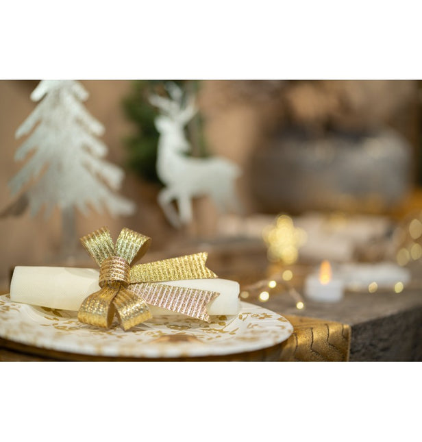 Fiocco oro strisce glitterate 10cm 3pz