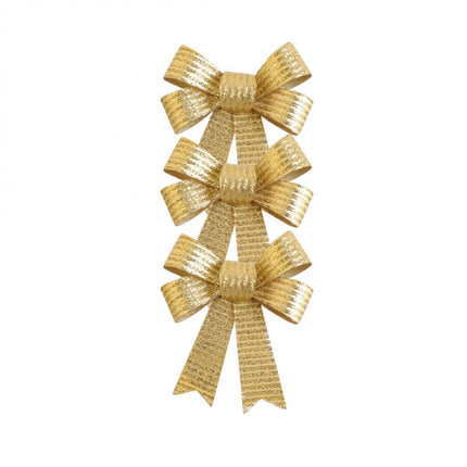 Set di 3 fiocchi dorati lucidi 10cm x 12,7cm