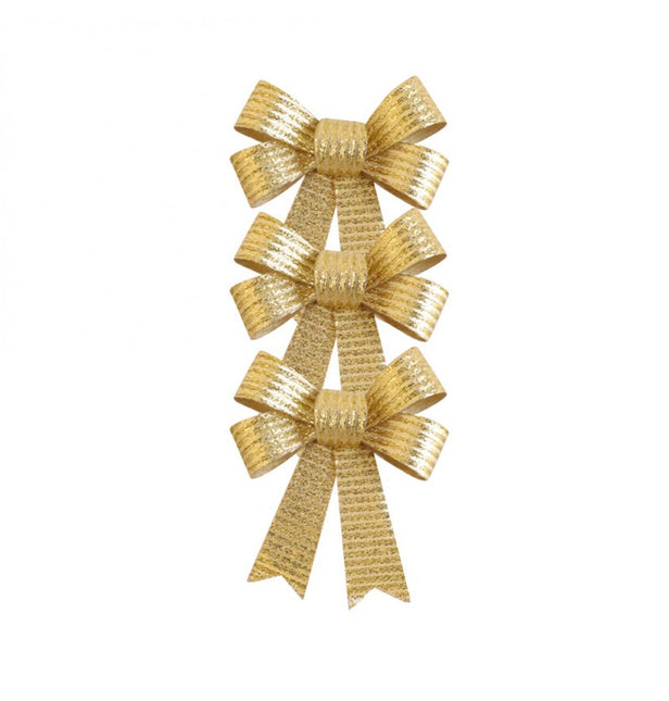 Fiocco oro strisce glitterate 10cm 3pz