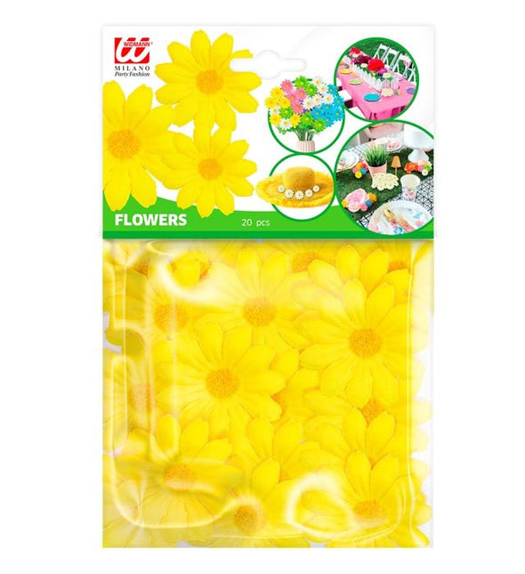 Set Van 20 Decoratieve Gele Bloemen van Widmann koop je bij Partywinkel