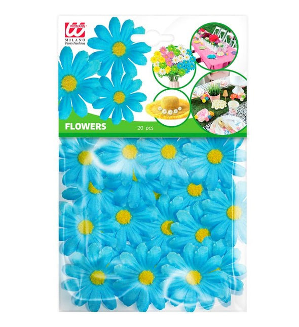 Set Van 20 Decoratieve Licht Blauwe Bloemen van Widmann koop je bij Partywinkel