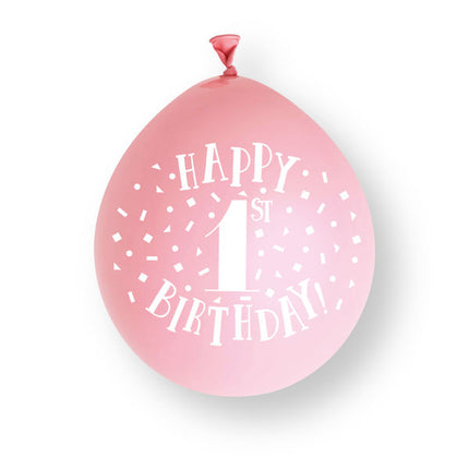 Palloncini in lattice rosa per il primo compleanno, 23 cm, 10 pezzi