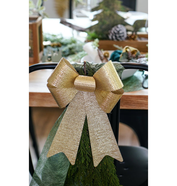 Fiocco oro a strisce glitterate 38 cm