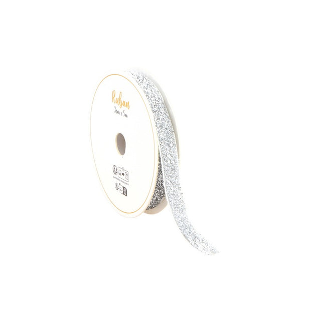 NASTRO GLITTERATO ARGENTO 10 MM X 3 M
