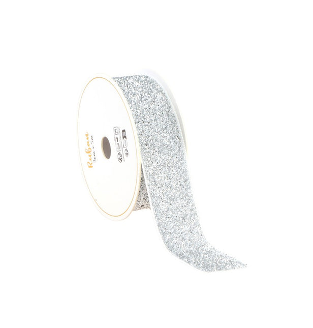 NASTRO GLITTERATO ARGENTO 25 MM X 3 M