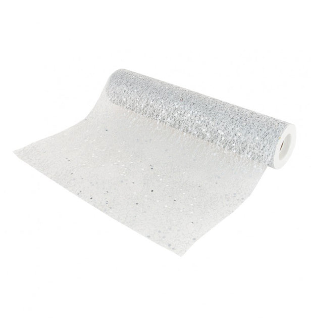 Runner da tavolo argento glitterato 5m