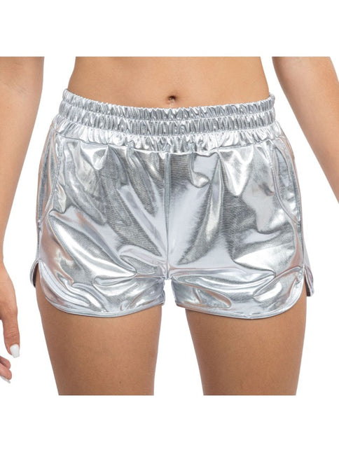 Shorts da donna argento metallizzato