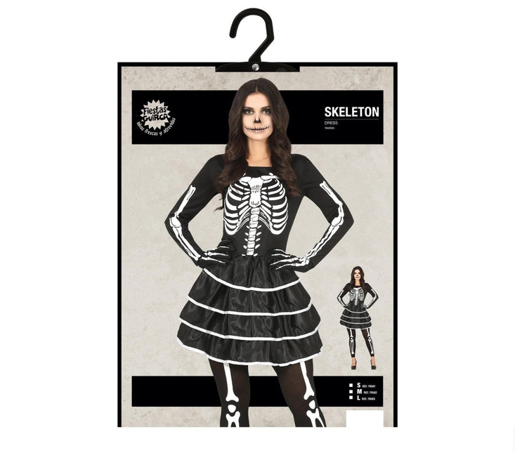 Skelet Halloween Jurk Dames van Fiestas Guirca koop je bij Partywinkel
