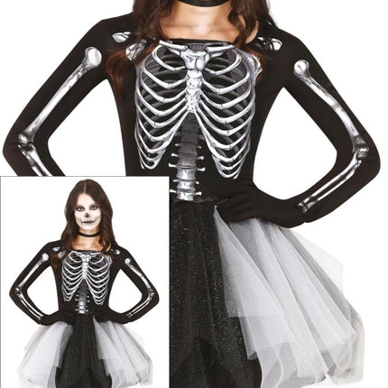 Skelet Halloween Jurk Dames Zwart van Fiestas Guirca koop je bij Partywinkel