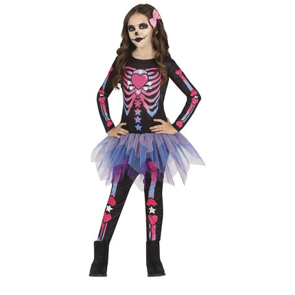 Skelet Halloween Kostuum Meisje Roze van Fiestas Guirca koop je bij Partywinkel
