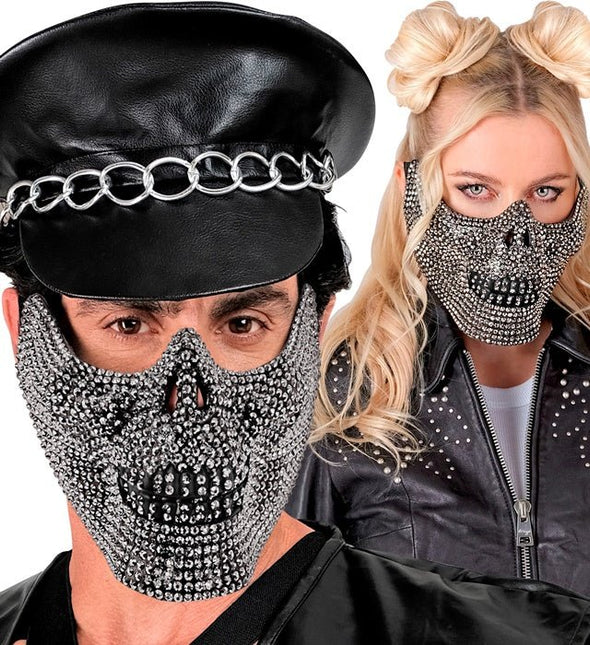 Skelet Masker Zwart Strass van Widmann koop je bij Partywinkel