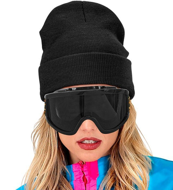 Ski Bril 80s Zwart Luipaardprint van Widmann koop je bij Partywinkel