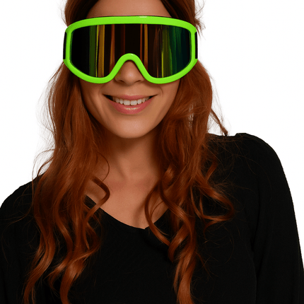Skibril Neon Groen van Partychimp koop je bij Partywinkel