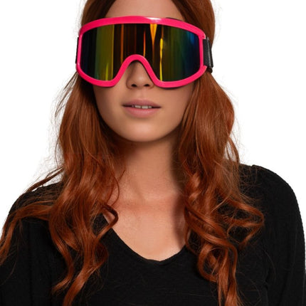 Skibril Neon Roze van Partychimp koop je bij Partywinkel