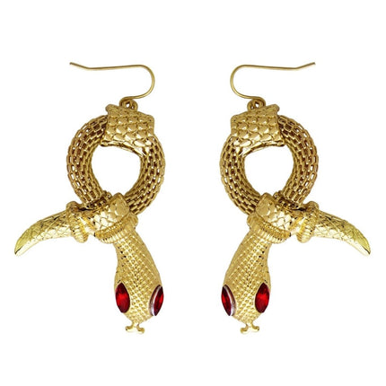 Slang Oorbellen Goud Rode Ogen van Widmann koop je bij Partywinkel