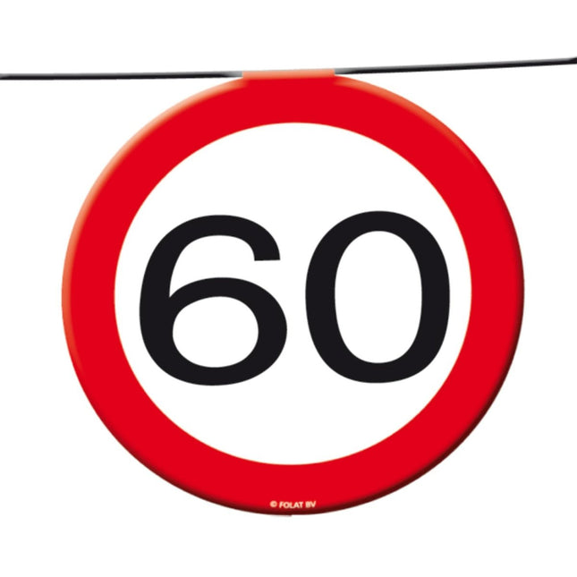 Slingers 60 Jaar Verkeersbord 12m - Partywinkel - 8714572051859