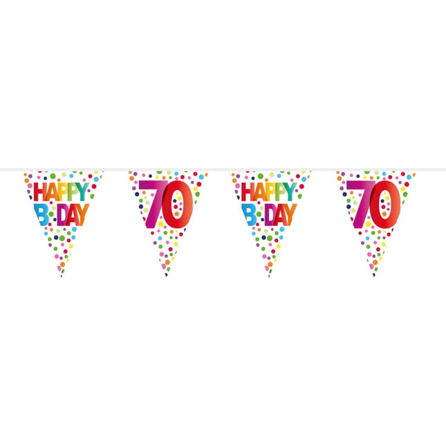 Festone Olografico Blu Per 70° Compleanno – 3,9 Metri Con 11 Bandiere – Decorazione Per Festa