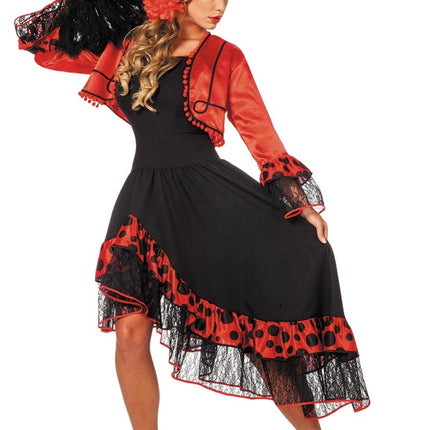 Spaanse Jurk Flamenco Rood Zwart van Wilbers & Wilbers koop je bij Partywinkel