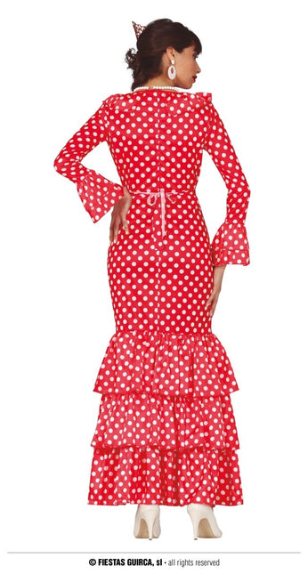 Spaanse Jurk Flamenco Witte Stippen van Fiestas Guirca koop je bij Partywinkel