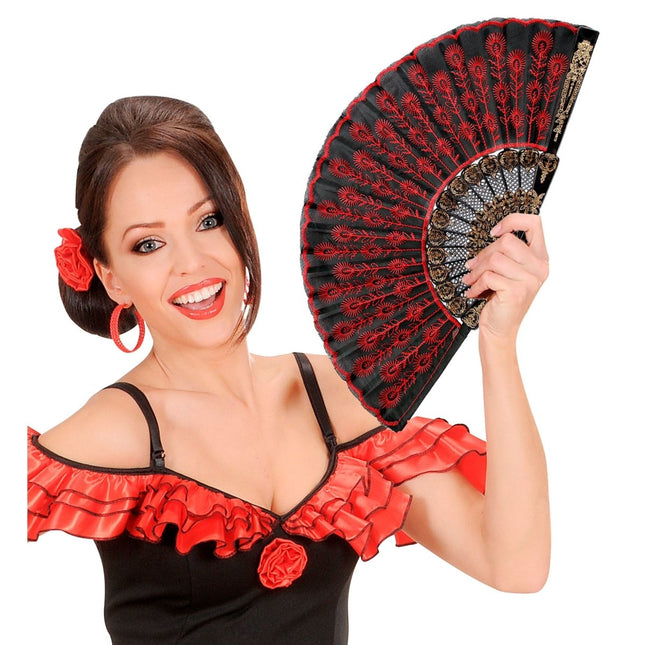 Spaanse Waaier Rood Zwart van Widmann koop je bij Partywinkel