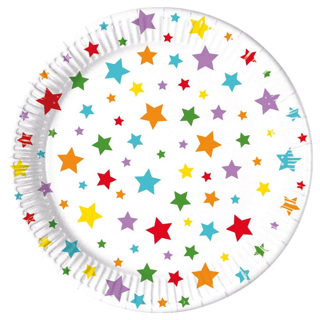 Ster Borden Gekleurd 23cm 8st van Procos koop je bij Partywinkel