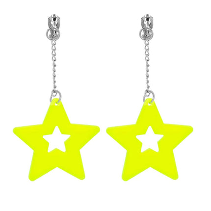 Ster Oorbellen Neon Geel van Boland koop je bij Partywinkel